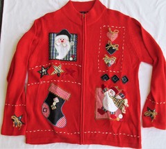 Basic Edition Women&#39;s (Ugly) Christmas Zipper Sweater Size Large - $18.00