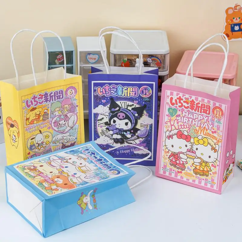 10PCS Kuromi Cinnamoroll Sanrio Kawaii Cartoon Anime Gift Bag Cute Kraft Paper - £13.89 GBP