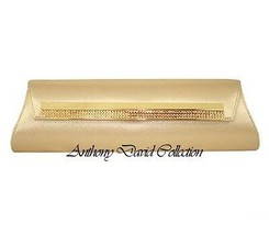 Anthony David Gold Satin Envelope Evening Bag with Swarovski Crystals - £37.59 GBP