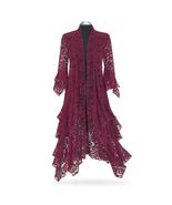 DEEP BURGUNDY ARTDECO STEVIE NICK&#39;S STYLE LACE GYPSY BOHEMIAN DELUXE DUS... - $4,523.67 MXN