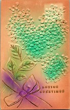 Airbrushed High Relief Embossed Lilacs Loving Greetings Valentines DB Postcard - £4.85 GBP
