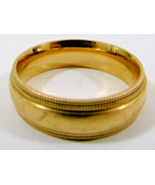 14k Yellow Gold Double Milgrain 6.4mm Wedding Band 7.5g Size 7 - $14,510.37 MXN