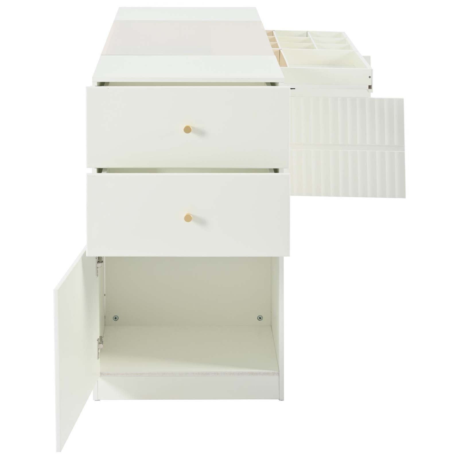 Modern Luxury Island Vanity Dresser Storage Cabinet Glass Top 6 Drawers Item image 9