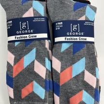 6 Pairs Mens Soft Fashion Crew Socks 6-12 Colorful Geometric Blue Pink G... - $9.95
