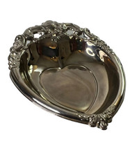 Vintage Godinger Silver Art Heart Shape Candy Jewelry Trinket Holder Euc - £9.54 GBP