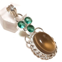 Smoky Quartz, Apatite Quartz Gemstone 925 Silver Overlay Handmade Pendant - £9.38 GBP