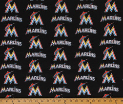 Cotton Miami Marlins MLB Baseball Team Cotton Fabric Print by the Yard D159.50 - £10.96 GBP