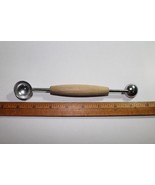 Vintage Melon Baller Double Sided End Scoop Two Sizes Wood Handle Made B... - £3.99 GBP