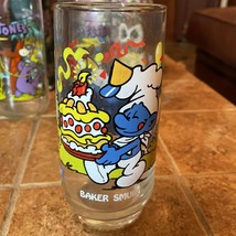 Peyo &amp; Hardees 6&quot; Smurfs Printed Clear Drinking Glass Series #2 Baker Smurf 1983 - £10.99 GBP