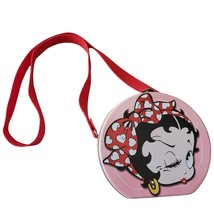 Vintage Betty Boop Mini Lunchbox Purse Retro BETTYBOOP Pink Metal Tin with Strap - £25.27 GBP