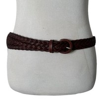 Talbots Plus Size Skinny Leather Belt Brown Woven Braided Women&#39;s Size XXL - £17.40 GBP