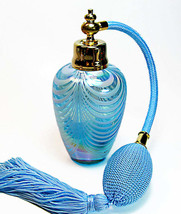 Art vintage crystal glass perfume bottle with turquoise tassel spray attachment. - £39.60 GBP