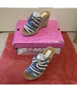 SUGAR Womens Navy Knot Hundreds Round Toe Wedge Slip On Espadrille Shoes... - $21.53