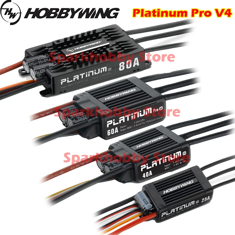 Original Hobbywing Platinum Pro 25A 40A 60A 80A 120A V4 ESC Brushless Electronic - £48.41 GBP+