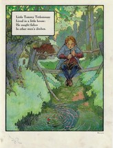 Antique Tommy Tittlemouse Mother Goose Rhyme Art Print 1915 Dual Sided 8 x 10.5 - £24.41 GBP
