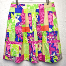 Lilly Pulitzer Floral Patchwork Skirt Pleated Lined Cotton Green Pink-Women&#39;s 6 - £25.30 GBP