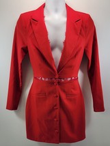 L) Misguided Woman Red Lace Insert Blazer Dress Suit Size 4 - £38.75 GBP