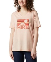 Columbia Womens Plus Size Relaxed V-Neck T-Shirt,Peach Cloud Heather Size 3X - £21.82 GBP