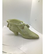 GARDEN SHOE PLANTER Victorian Pump High Heel Green Rose Herb Pot Flower ... - $24.75