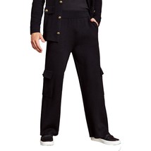 L- (35 x 31) Royalty by Maluma Black Knit High Rise Flare Soft Warm Pants Cargo - £23.79 GBP