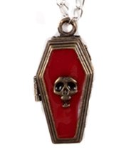 Coffin Poison Pendant Locket Necklace Steampunk Skull Halloween Costume Jewelry - £10.22 GBP