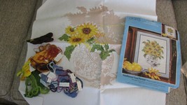 &quot;&#39;SUNFLOWERS IN  VASE PICTURE&quot;&quot; - STAMPED FOR EMBROIDERY KIT - CANDAMAR - £6.99 GBP