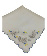 Vintage Embroidered Handkerchief Hankie White Blue Yellow Floral Corners... - €12,74 EUR