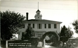 RPPC  Carter County Court House Ekalaka Montana MT w Car Postcard  S20 - £19.94 GBP