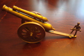 Bronze double cannon with a soldier, PAPERWEIGHT FIGURINE 5&quot; X 11&quot;  ORIG... - £28.85 GBP