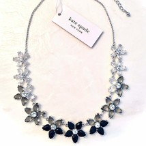 Kate Spade New York Bed Of Roses Black Crystal Flower Necklace Nwt - £73.07 GBP