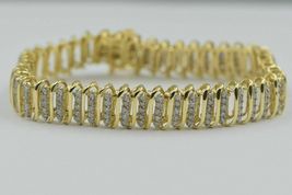 Designer 11CT Round Diamond &quot;S LINK&quot; TENNIS Bracelet Estate 14K Yellow Gold Over - £138.98 GBP