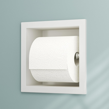 Recessed Toilet Paper Holder, White Stainless Steel Built-In Tissue Pa - $86.12