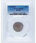 1938-D/S 5C Buffalo Nickel Graded by PCGS as MS-66+ - $9,838.09 MXN
