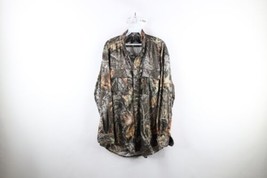 Vintage Streetwear Mens Large Mossy Oak Camouflage Knit Collared Button ... - $44.50