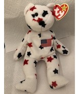 Ty Beanie Baby Glory Bear 1997  Retired Errors 400 USA FLAG RED WHITE BLUE RARE