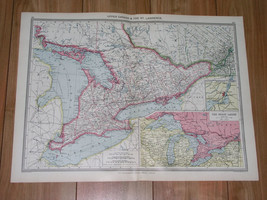 1908 Antique Map Of Upper Canada Ontario / Great Lakes Huron Erie Georgian Bay - £21.98 GBP