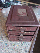 Small Vintage 1940&#39;s Metal 4 Drawe &quot;File A Way Chest&quot; Cabinet storage - £45.82 GBP