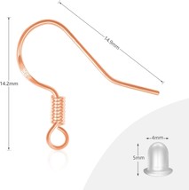 Fish Hook Earwires Rose Gold Sterling French Wires Earring Findings 10pcs - £6.96 GBP