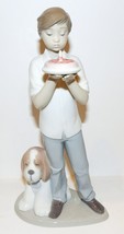 Htf Nao Lladro Porcelain A Birthday Wish #1738 Boy With Cake &amp; Dog 10&quot; Figurine - £121.70 GBP