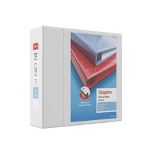 Staples Heavy Duty 4&quot; 3-Ring View Binder White (24696) 82663 - £22.01 GBP