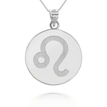 Personalized Engrave Name Zodiac Sign Leo Round Silver Pendant Necklace - £32.06 GBP+