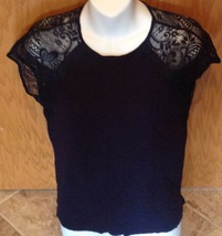 Forever 21 Ladies Small Navy Blue Top Lace Cap Sleeves - £4.69 GBP