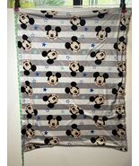  Disney Babies Mickey Mouse Blue Baby Blanket Stars Stripes Aqua Grey White - €17,00 EUR