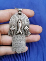 Berber Old Silver Hand Of Fatima Hamsa Pendant Amulet, Berber Jewelry, A... - $165.00