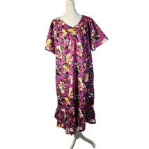 Anthony Richards Purple Floral Mumu Dress Size L New Lightweight Short S... - $14.99