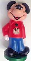 Disney Play Pal Plastics MIckey Mouse Coin Bank 11&quot; Tall Vintage - $13.86