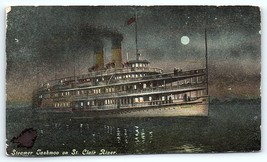 Postcard Steamer Tashmoo Sidewheeler White Star Steamboat Ship On St Cla... - £9.49 GBP