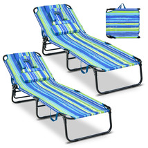 2 Pcs Folding Face Down Tanning Chair, Beach Lounge Chair With Face Hole - £187.99 GBP