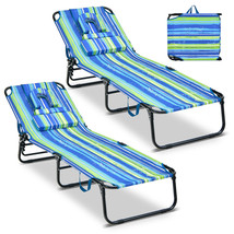 2 Pcs Folding Face Down Tanning Chair, Beach Lounge Chair With Face Hole - £187.16 GBP