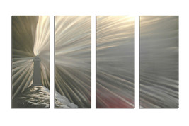 Abstract Metal Wall Art- Contemporary Modern Decor Original Lighthouse Silver 36 - £179.34 GBP